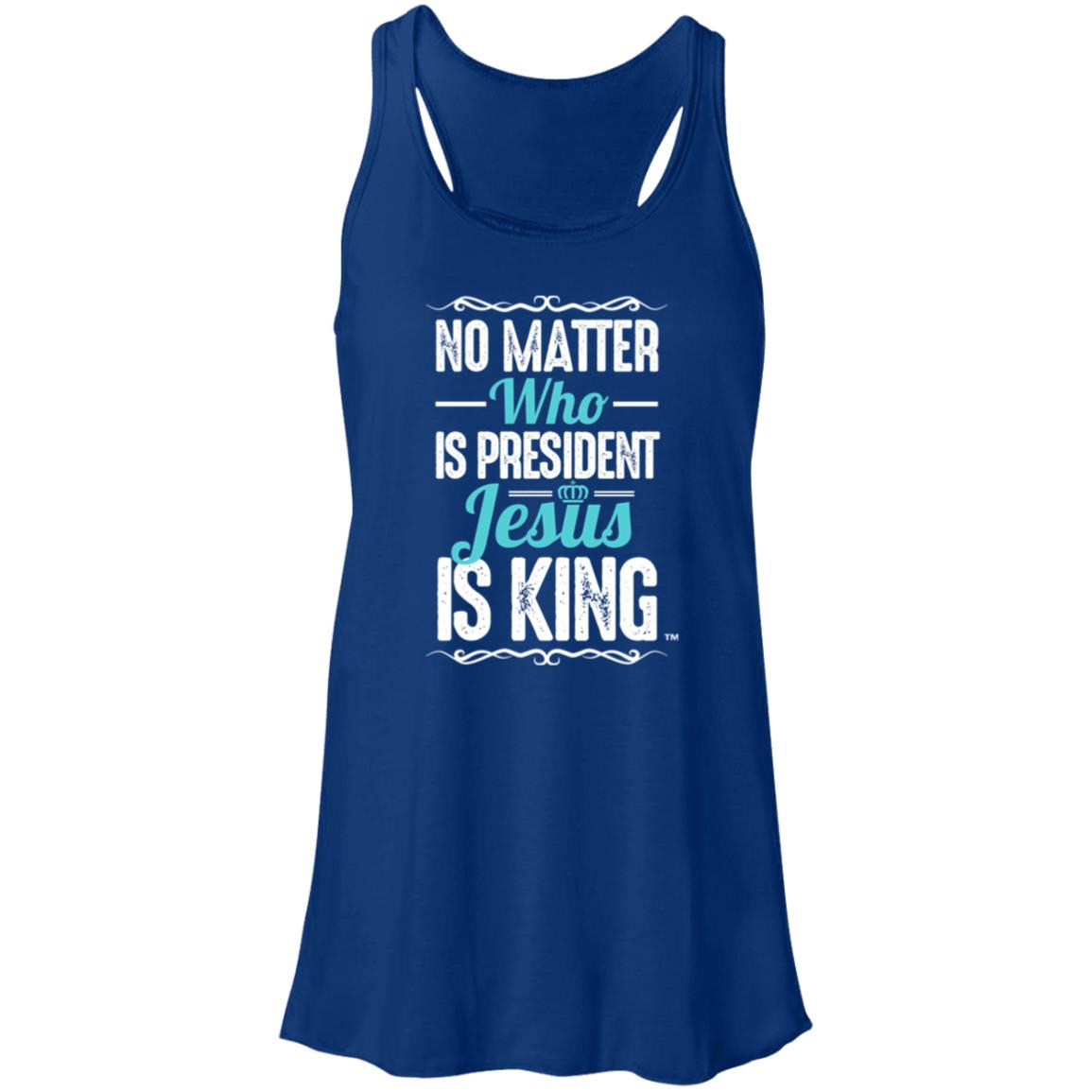 Jesus is King - Women's Flowy Racerback Tank