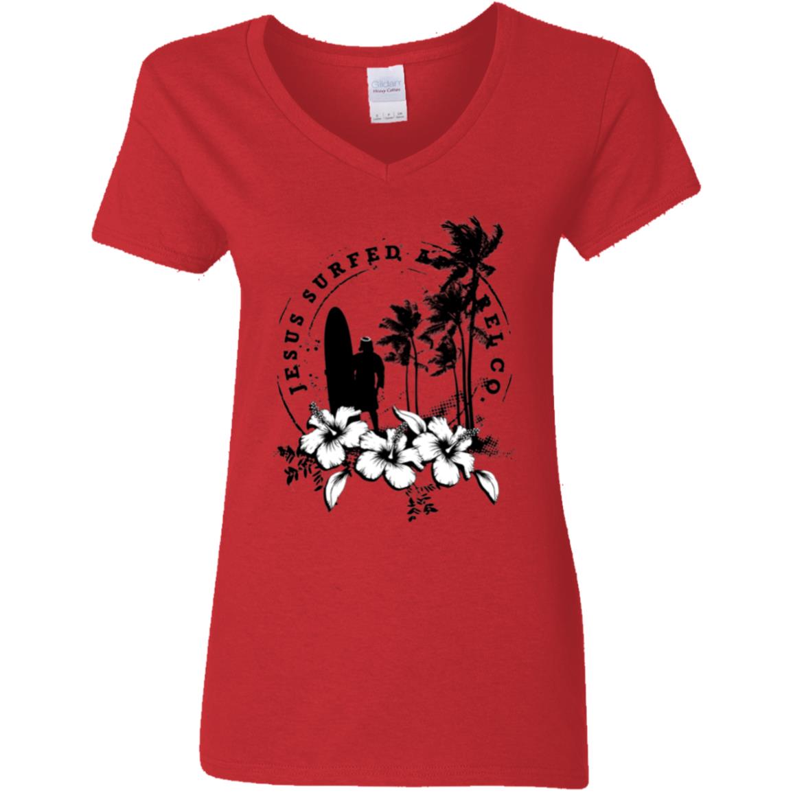 Jesus Surfed Apparel - Women's V-Neck T-Shirt