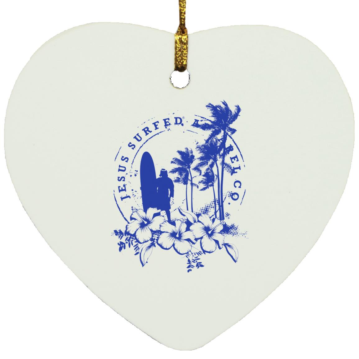 Jesus Surfed Apparel Heart Ornament