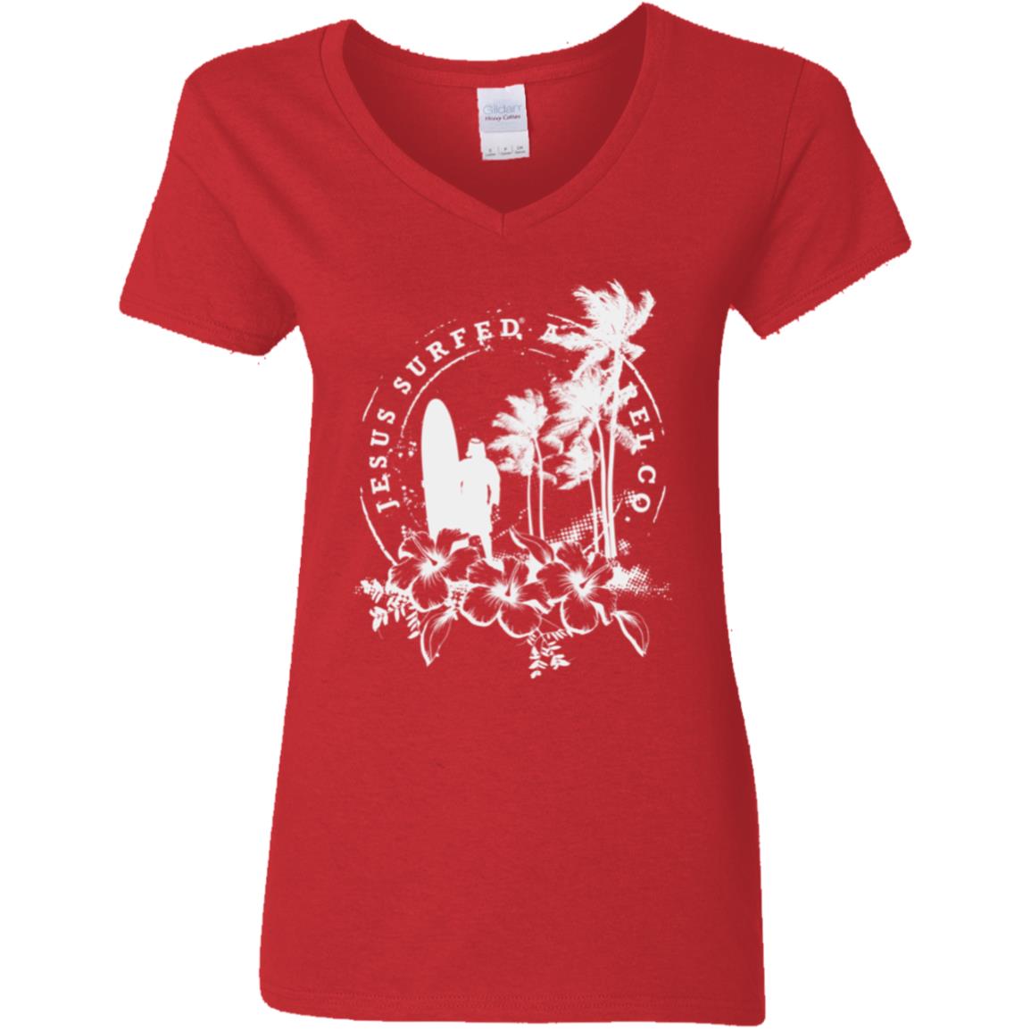 Jesus Surfed Apparel - Women's V-Neck T-Shirt