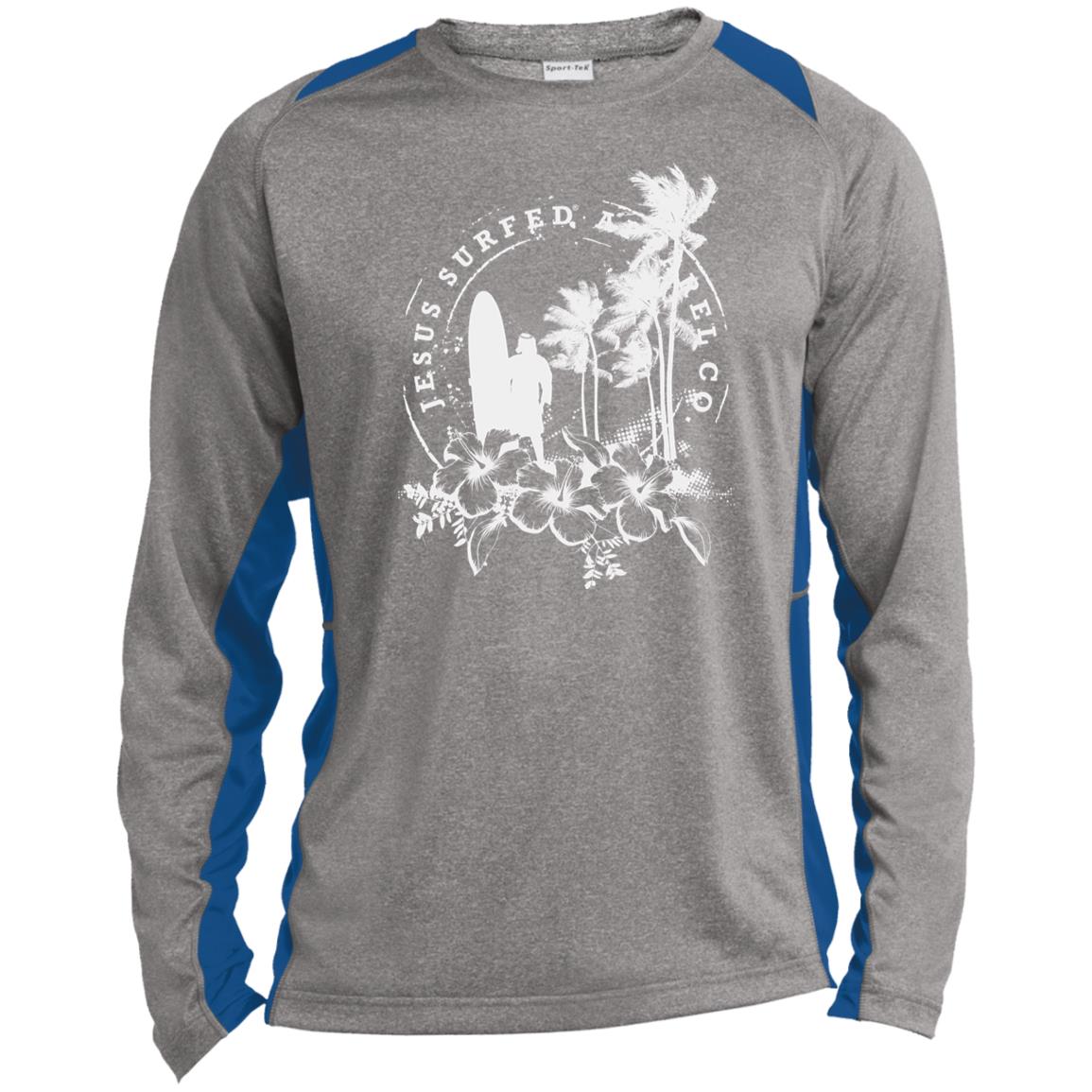 Jesus Surfed Apparel - Men's Long Sleeve Heather Colorblock Performance Shirt