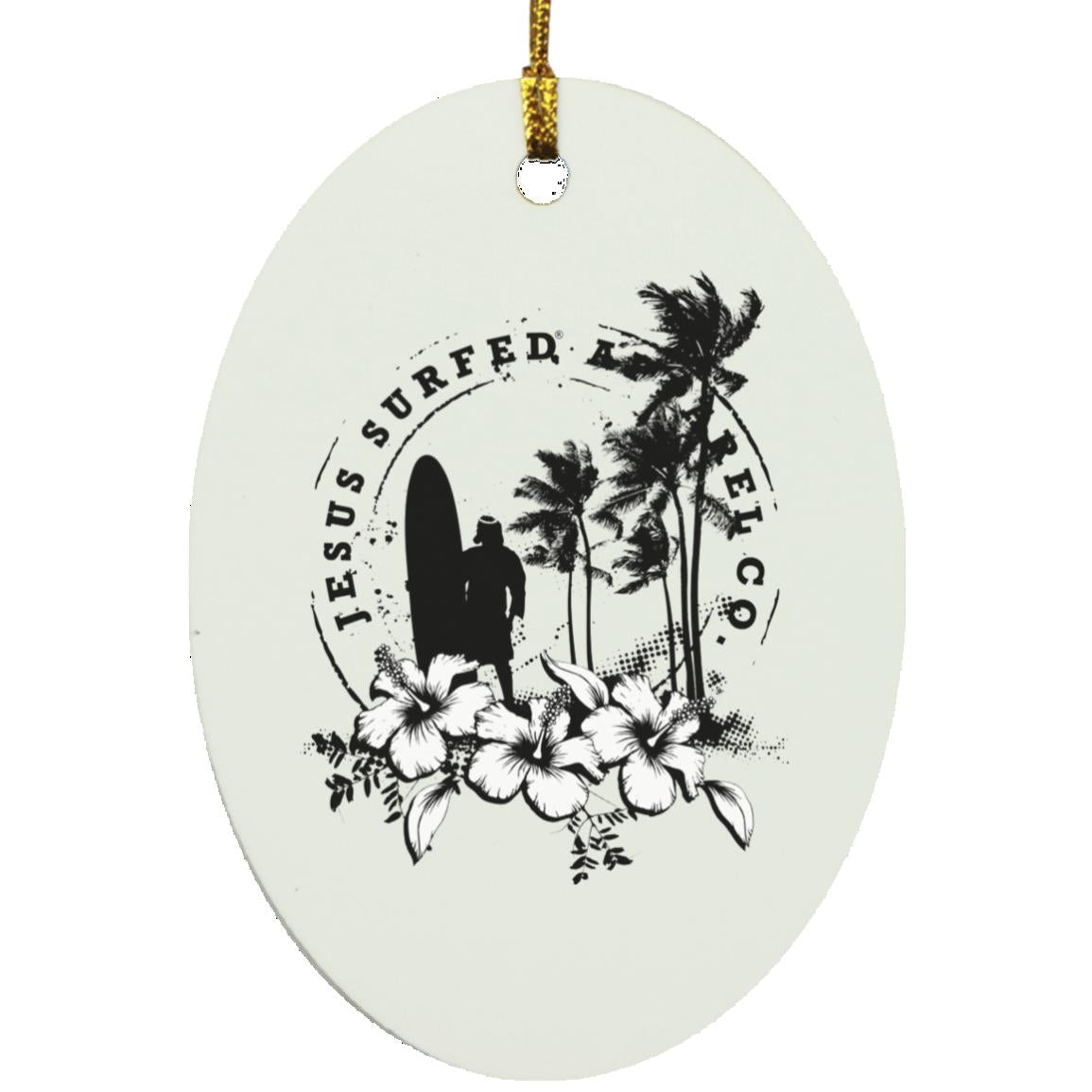 Jesus Surfed Apparel - Oval Ornament