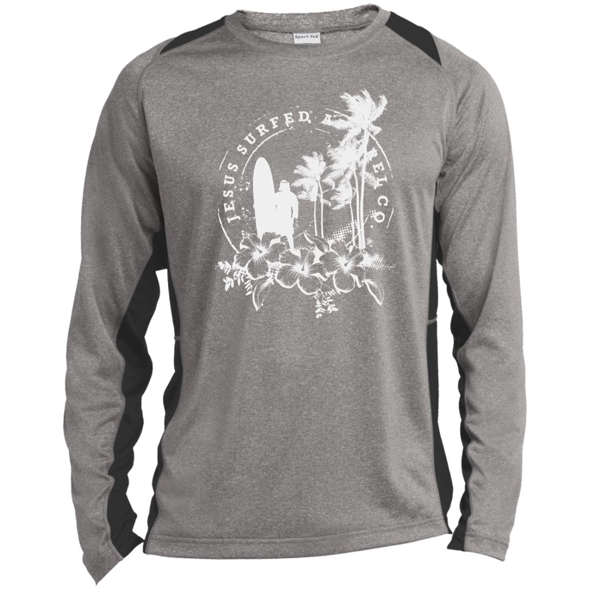 Jesus Surfed Apparel - Men's Long Sleeve Heather Colorblock Performance Shirt