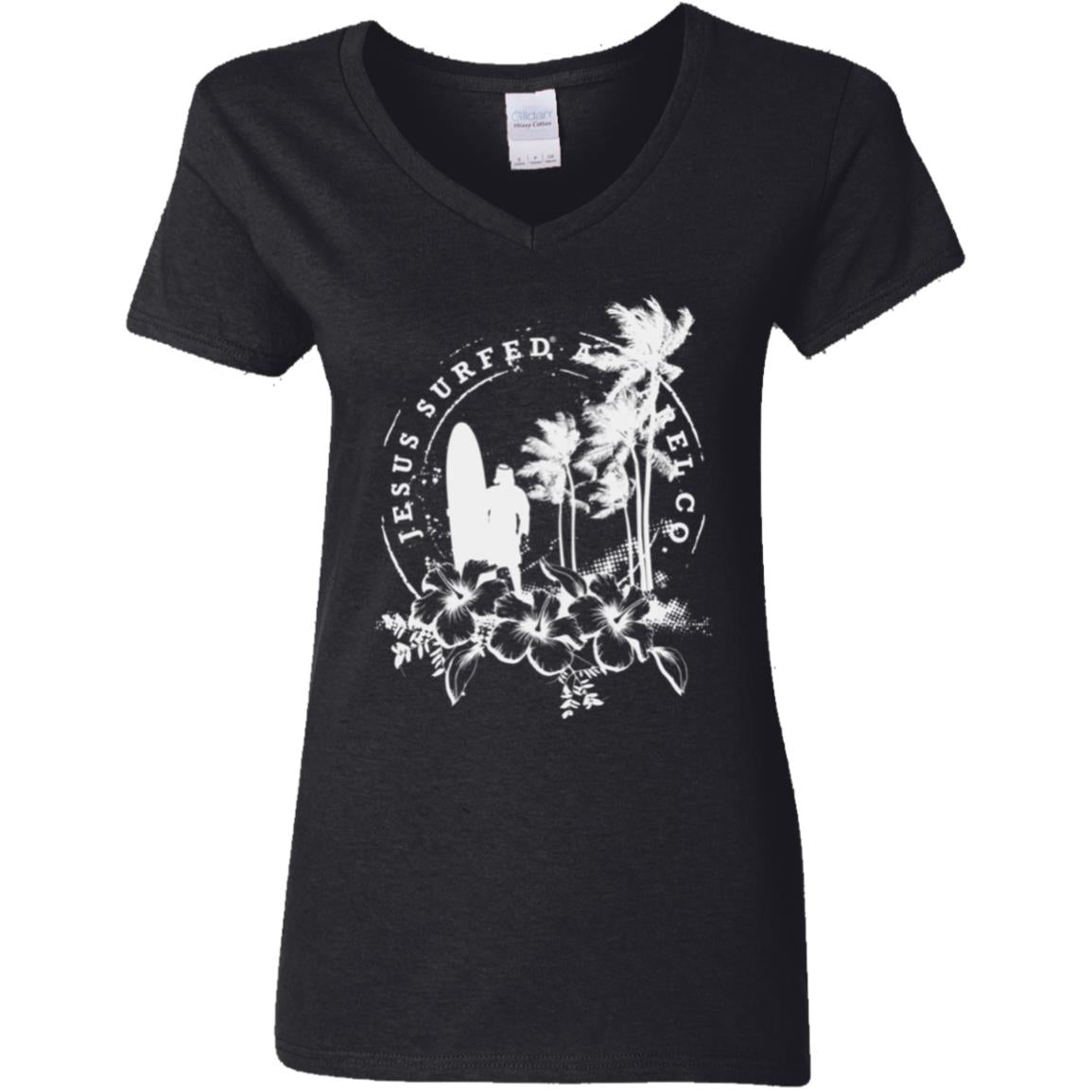 Jesus Surfed Apparel - Women's V-Neck T-Shirt