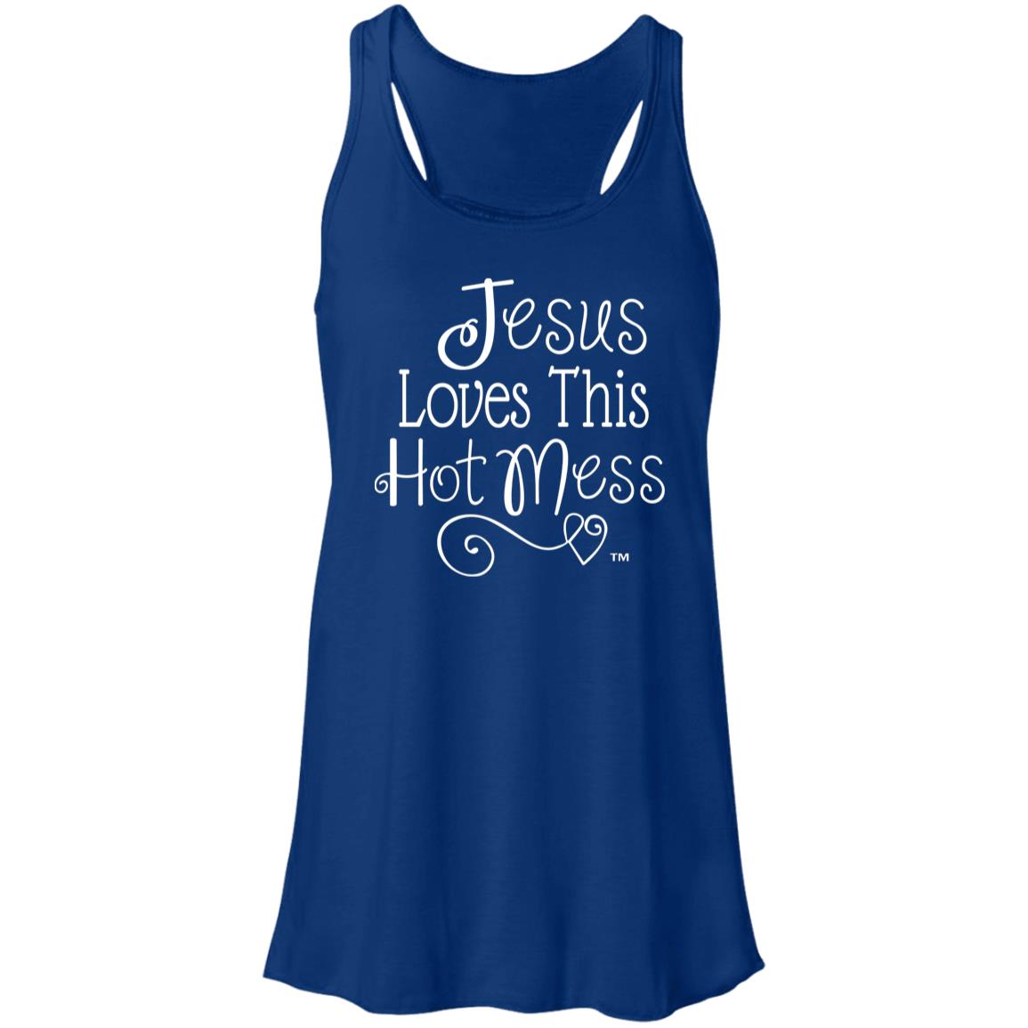 Jesus Loves This Hot Mess - Mother's Day Women's Flowy Racerback Tank