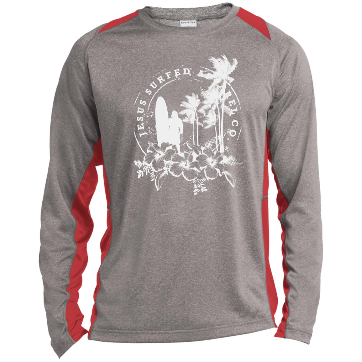 Jesus Surfed Apparel - Men's Long Sleeve Heather Colorblock Performance Shirt
