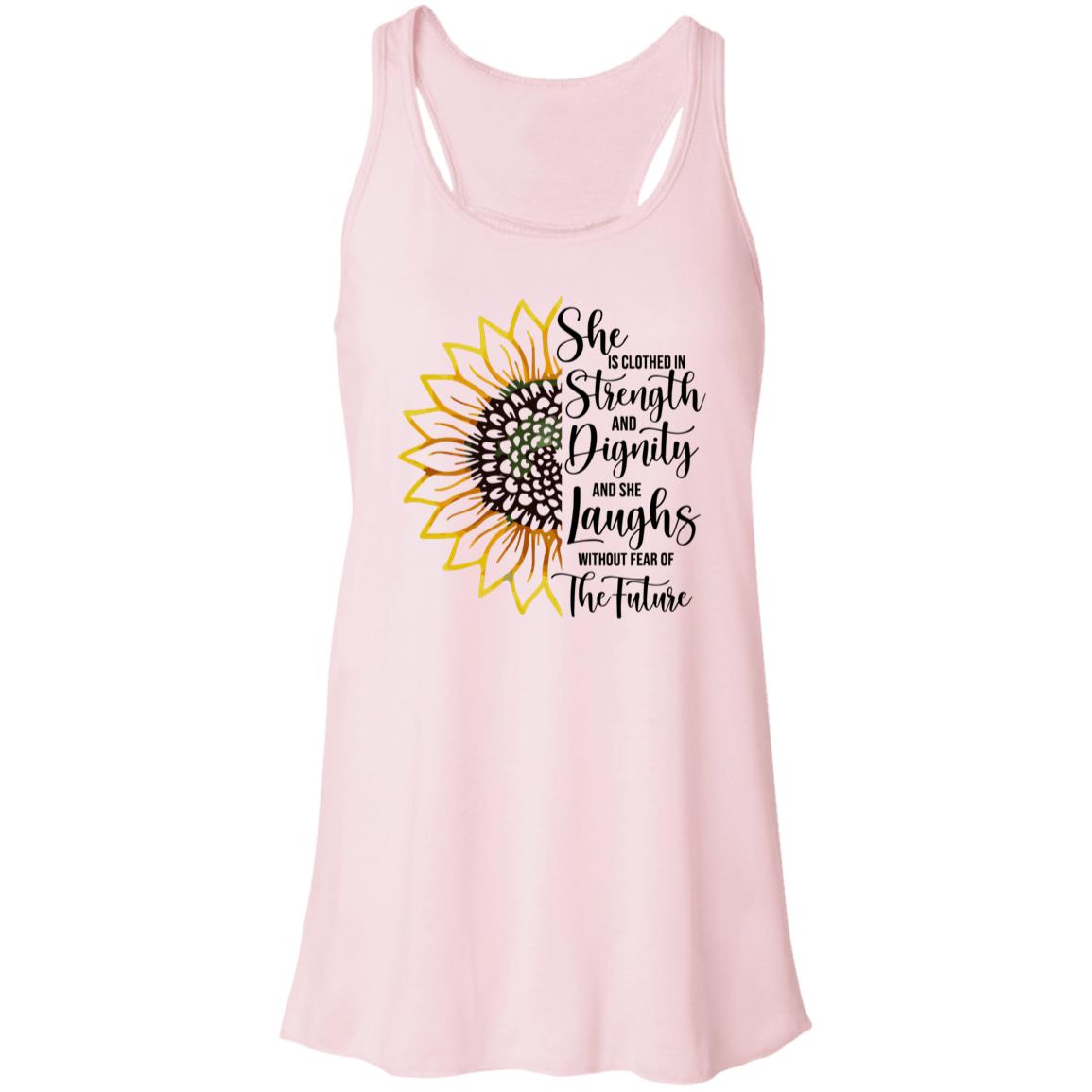 Sunflower Strength & Dignity - Mother's Day Women's Flowy Racerback Tank