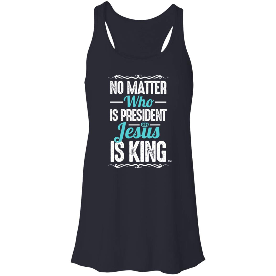 Jesus is King - Women's Flowy Racerback Tank