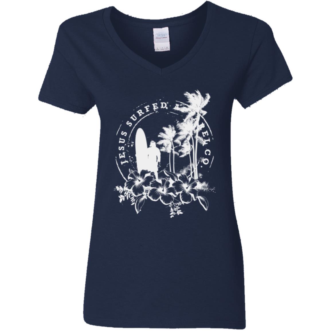 Jesus Surfed Apparel - Women's V-Neck T-Shirt
