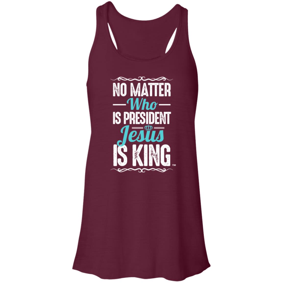 Jesus is King - Women's Flowy Racerback Tank
