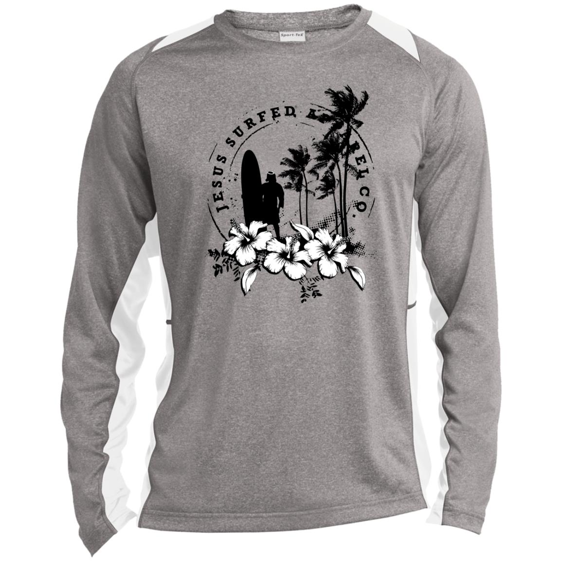 Jesus Surfed Apparel Men's Long Sleeve Heather Colorblock Performance Shirt