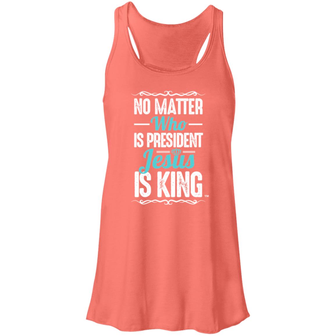 Jesus is King - Women's Flowy Racerback Tank
