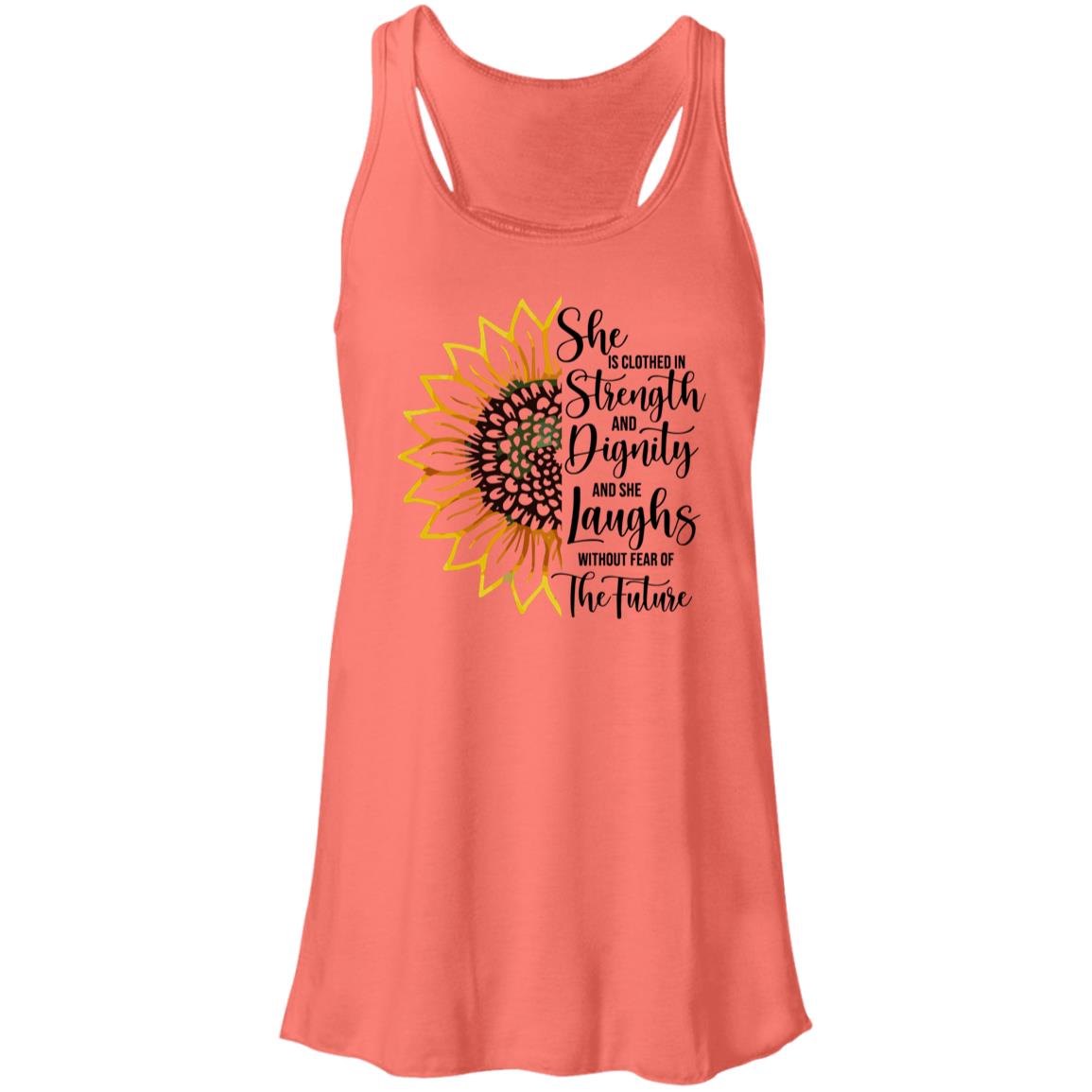 Sunflower Strength & Dignity - Mother's Day Women's Flowy Racerback Tank