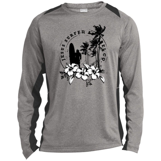 Jesus Surfed Apparel - Men's Long Sleeve Heather Colorblock Performance Shirt