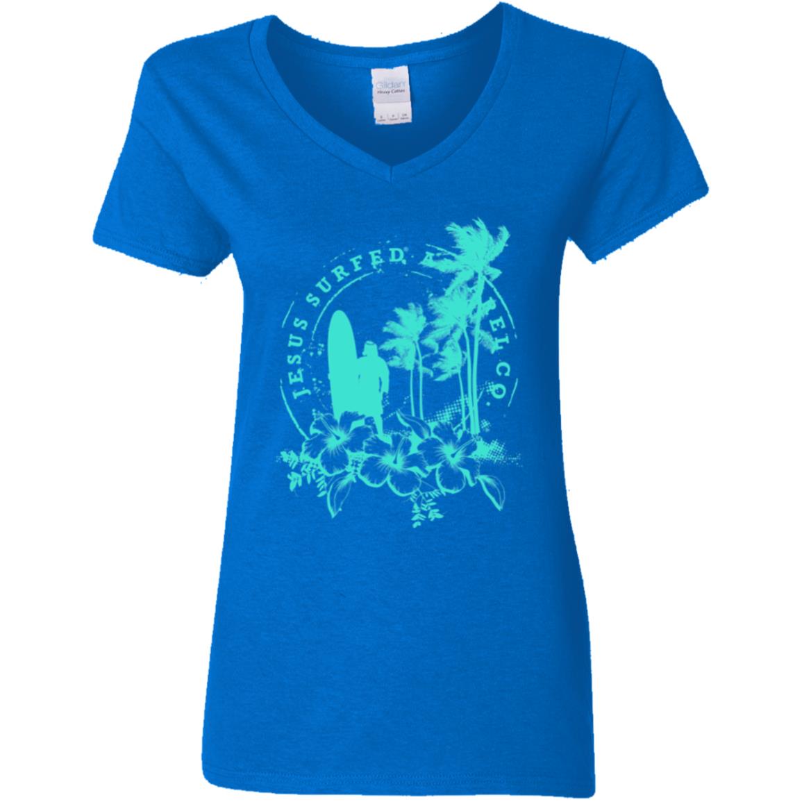 Jesus Surfed Apparel - Women's V-Neck T-Shirt