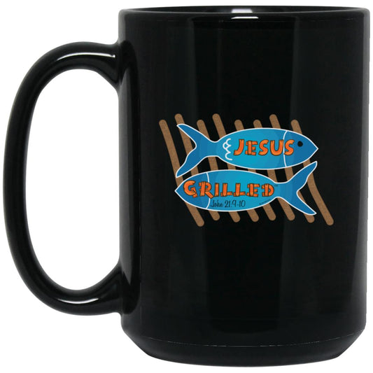 Grilled Fish - 15oz Black Mug - Jesus Surfed Apparel Co.