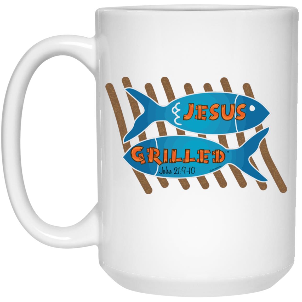 Grilled Fish - 15oz White Mug - Jesus Surfed Apparel Co.