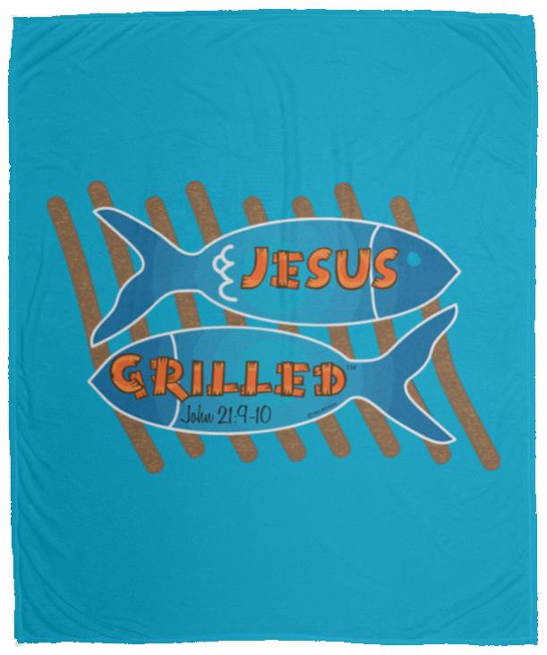 Grilled Fish - Cozy Plush Fleece Blanket - 50x60 - Jesus Surfed Apparel Co.
