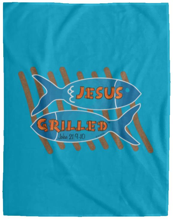 Grilled Fish - Cozy Plush Fleece Blanket - 60x80 - Jesus Surfed Apparel Co.