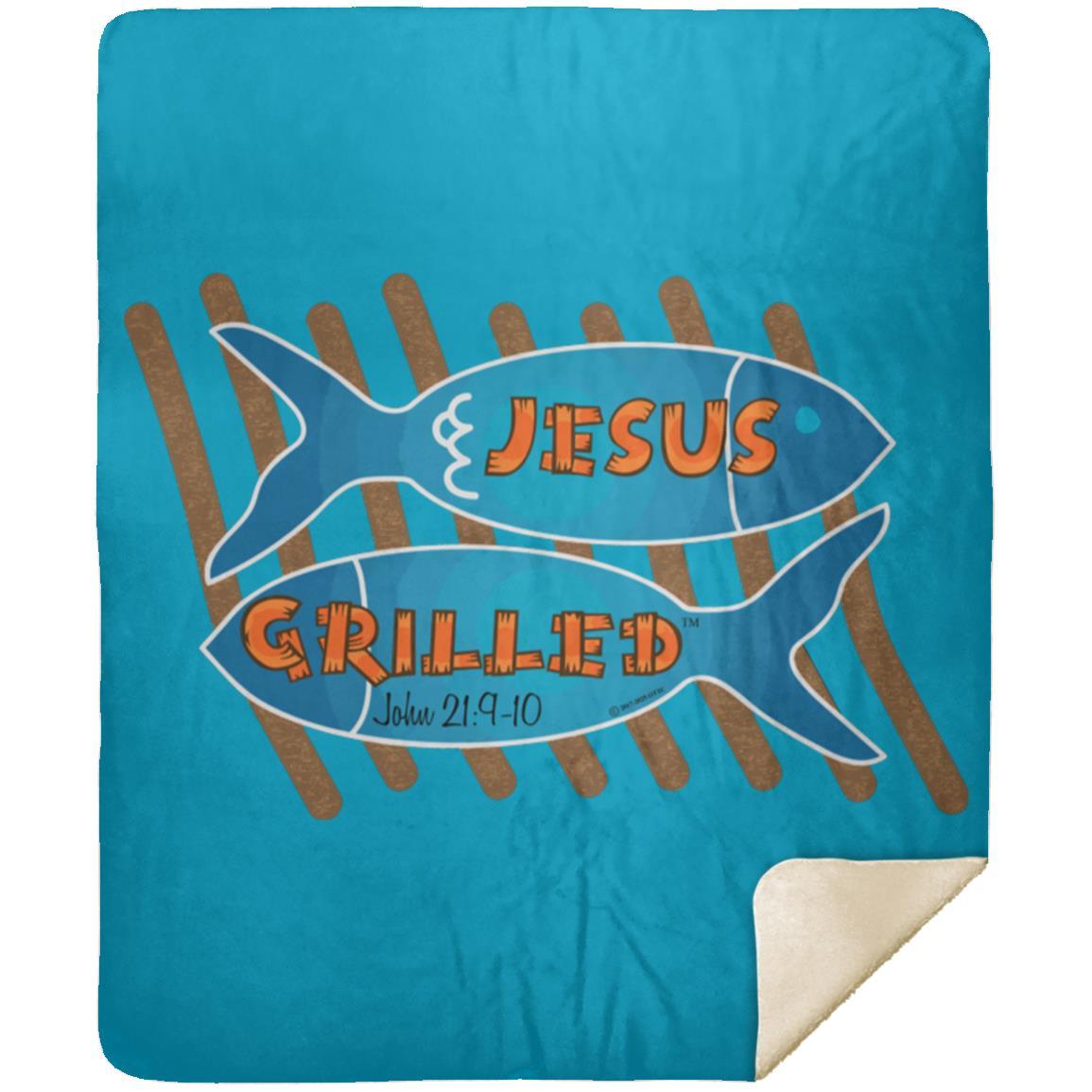 Grilled Fish - Premium Mink Sherpa Blanket 50x60 - Jesus Surfed Apparel Co.
