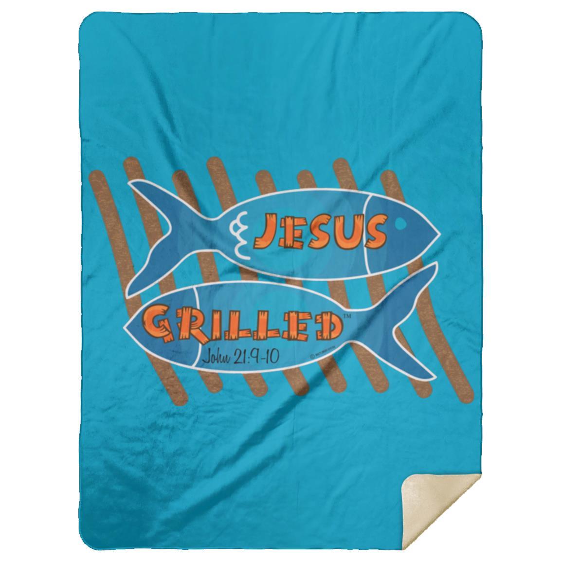 Grilled Fish - Premium Mink Sherpa Blanket 60x80 - Jesus Surfed Apparel Co.