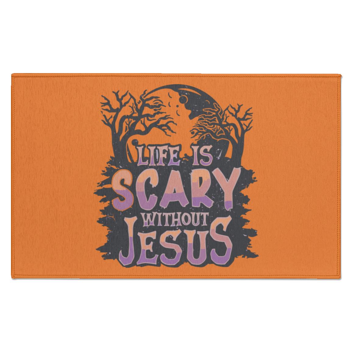 Life is Scary Without Jesus - Indoor Doormat - Jesus Surfed Apparel Co.