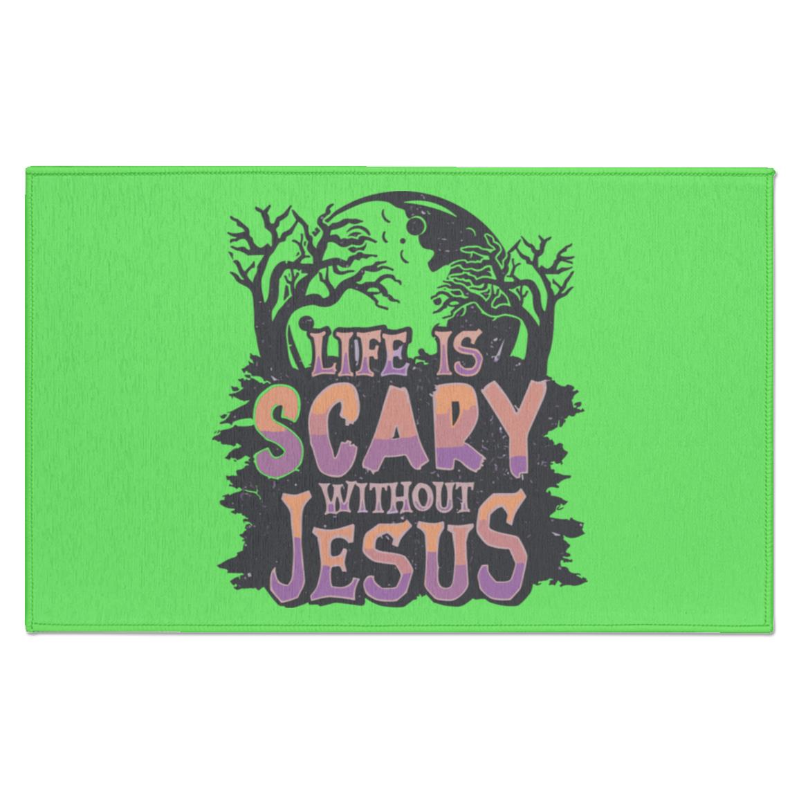 Life is Scary Without Jesus - Indoor Doormat - Jesus Surfed Apparel Co.