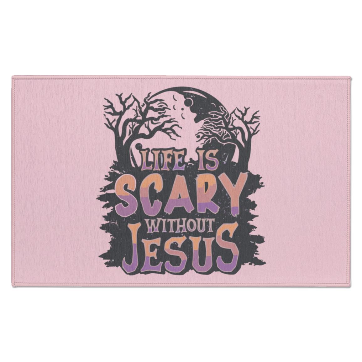 Life is Scary Without Jesus - Indoor Doormat - Jesus Surfed Apparel Co.