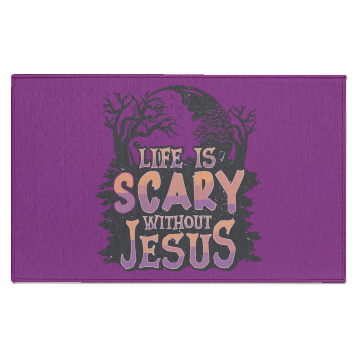 Life is Scary Without Jesus - Indoor Doormat - Jesus Surfed Apparel Co.