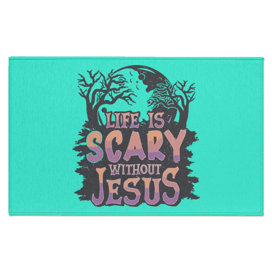 Life is Scary Without Jesus - Indoor Doormat - Jesus Surfed Apparel Co.
