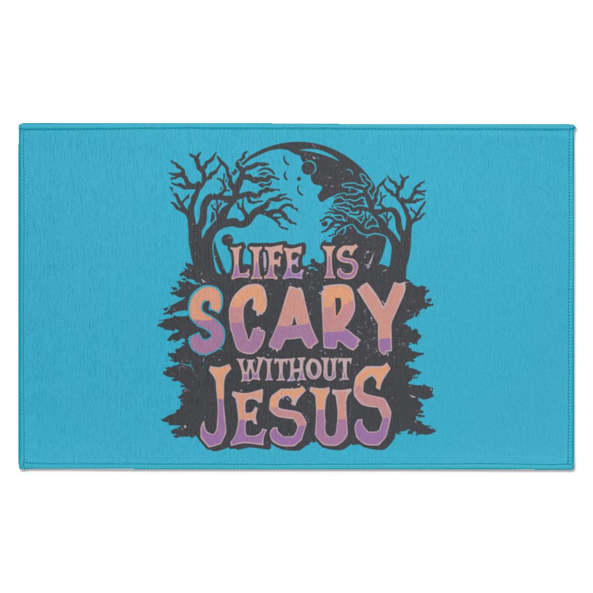 Life is Scary Without Jesus - Indoor Doormat - Jesus Surfed Apparel Co.