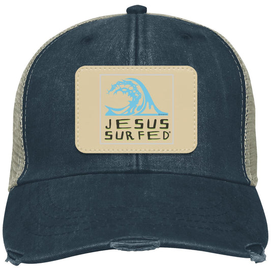 Living Water - Distressed Ollie Cap - Rectangle Patch - Jesus Surfed Apparel Co.