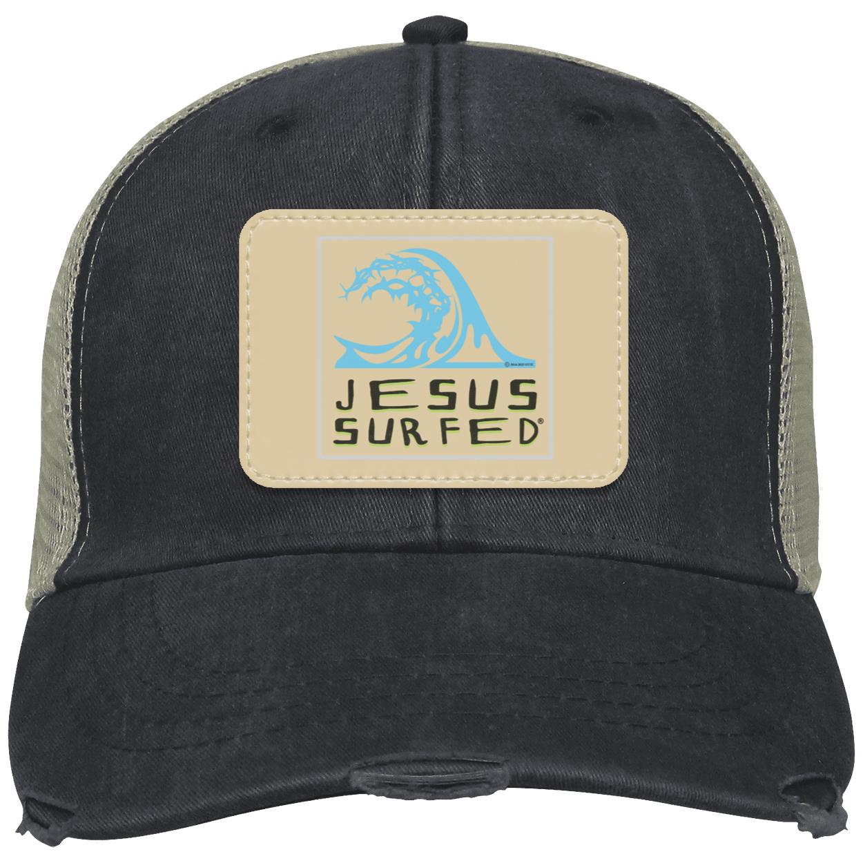 Living Water - Distressed Ollie Cap - Rectangle Patch - Jesus Surfed Apparel Co.