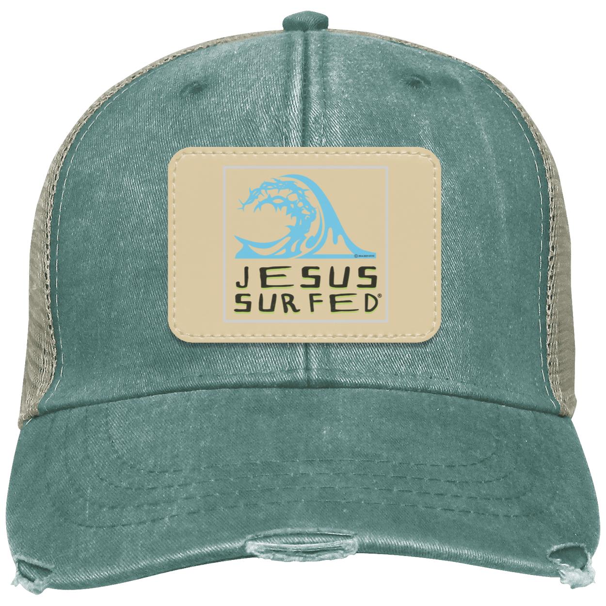 Living Water - Distressed Ollie Cap - Rectangle Patch - Jesus Surfed Apparel Co.