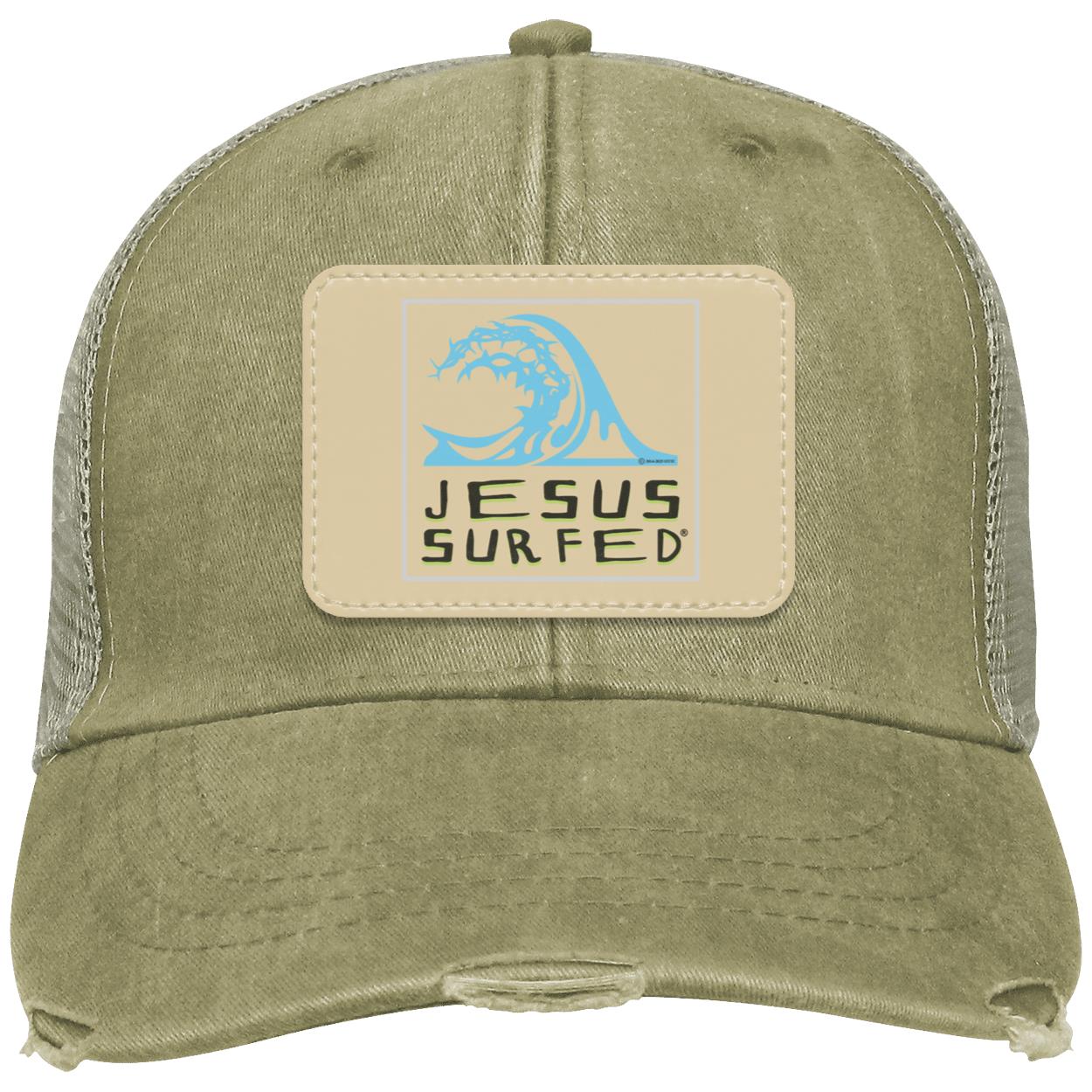 Living Water - Distressed Ollie Cap - Rectangle Patch - Jesus Surfed Apparel Co.
