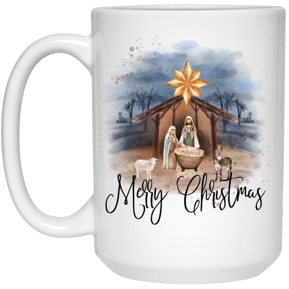 Merry Christmas - 15oz White Mug - Jesus Surfed Apparel Co.