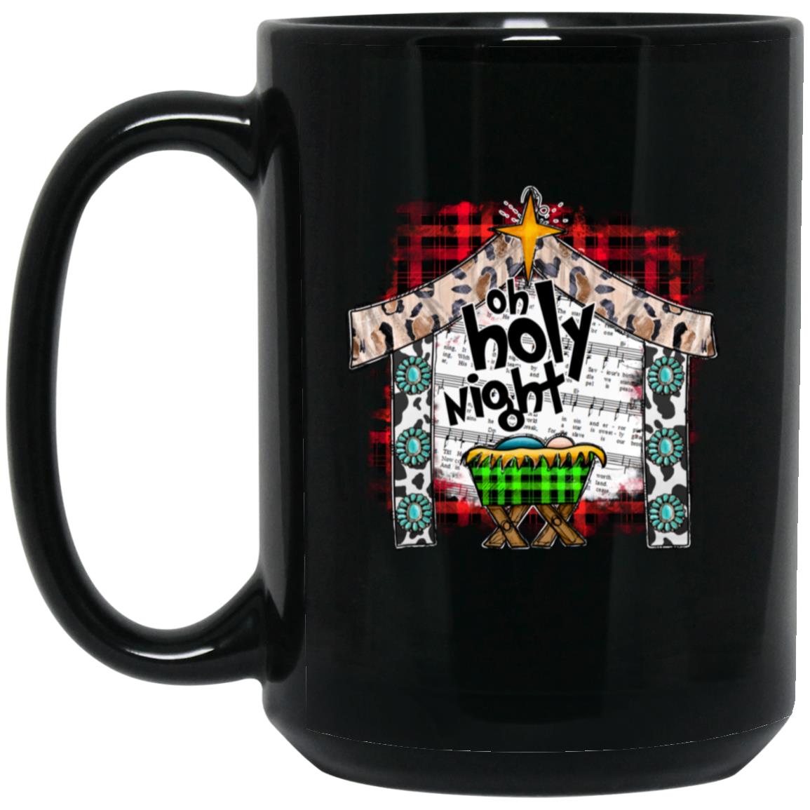 Oh Holy Night - 15oz Black Mug - Jesus Surfed Apparel Co.