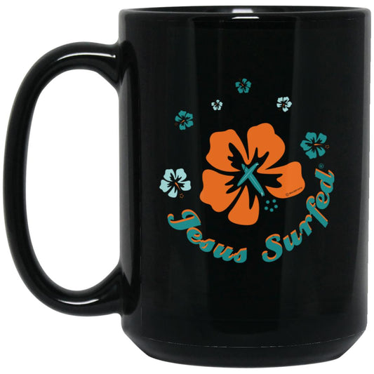 Ring of Flowers - 15oz Black Mug - Jesus Surfed Apparel Co.