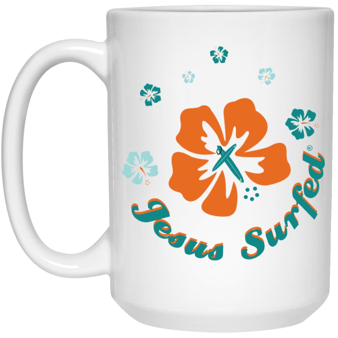 Ring of Flowers - 15oz White Mug - Jesus Surfed Apparel Co.