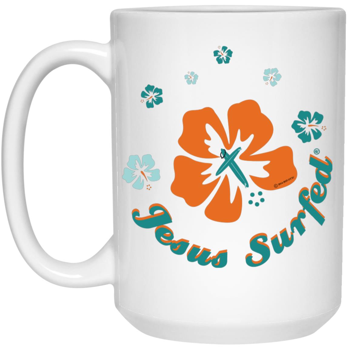 Ring of Flowers - 15oz White Mug - Jesus Surfed Apparel Co.