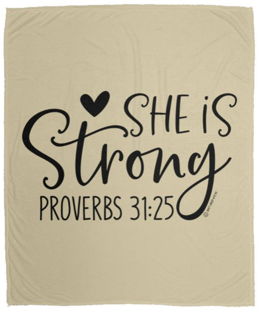 She is Strong - Cozy Plush Fleece Blanket - 50x60 - Jesus Surfed Apparel Co.