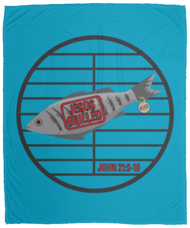 153 Fish - Cozy Plush Fleece Blanket - 50x60 - Jesus Surfed Apparel Co. 