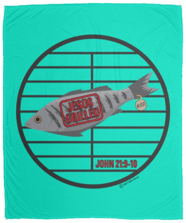 153 Fish - Cozy Plush Fleece Blanket - 50x60 - Jesus Surfed Apparel Co. 
