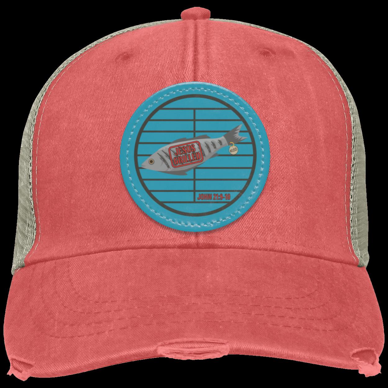 153 Fish - Distressed Ollie Cap - Circle Patch - Jesus Surfed Apparel Co. 