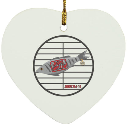 153 Fish - Heart Ornament - Jesus Surfed Apparel Co. 