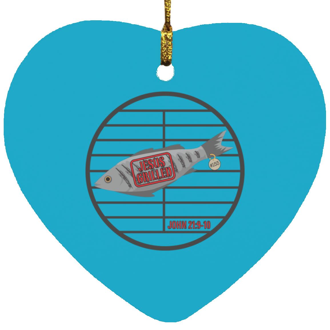 153 Fish - Heart Ornament - Jesus Surfed Apparel Co. 