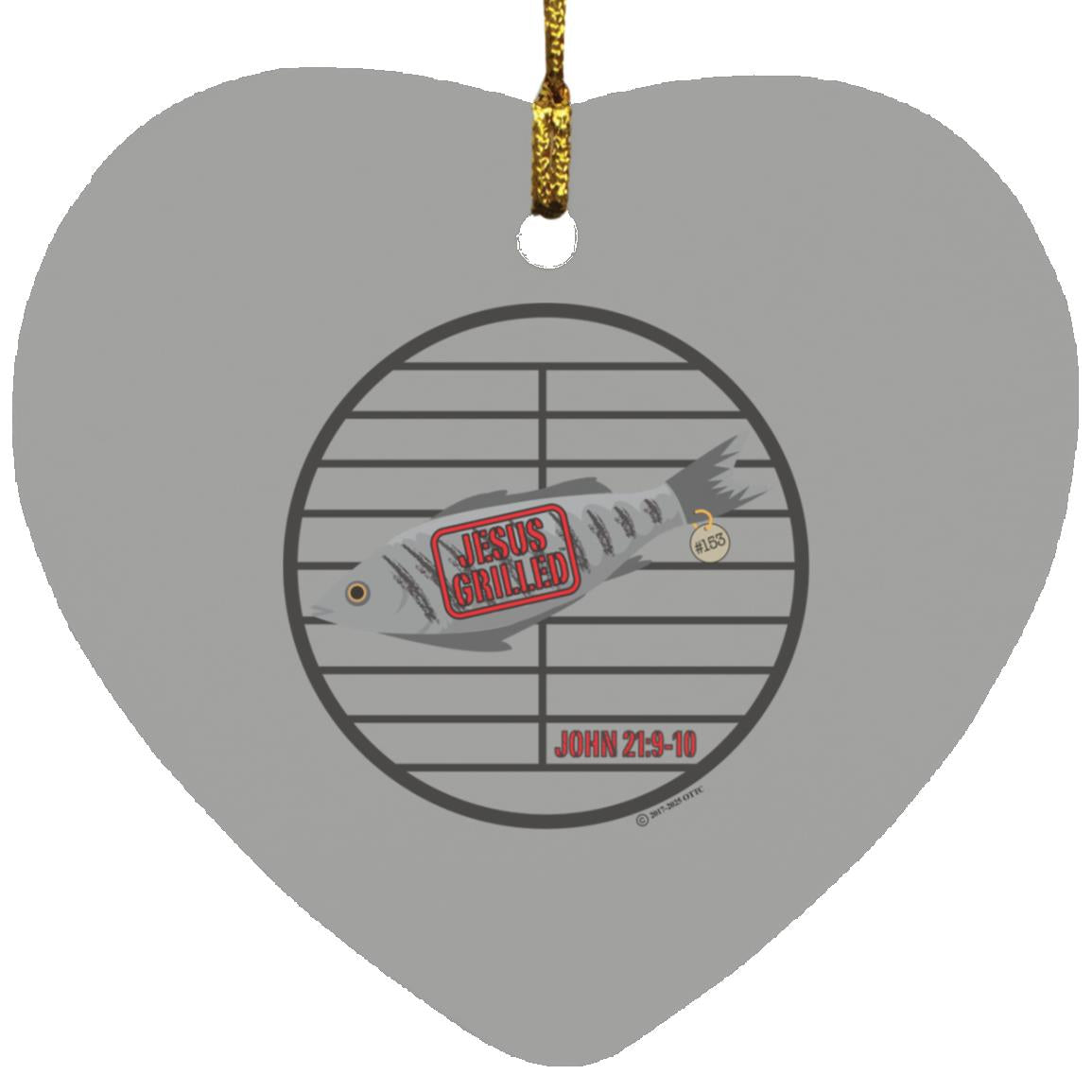 153 Fish - Heart Ornament - Jesus Surfed Apparel Co. 