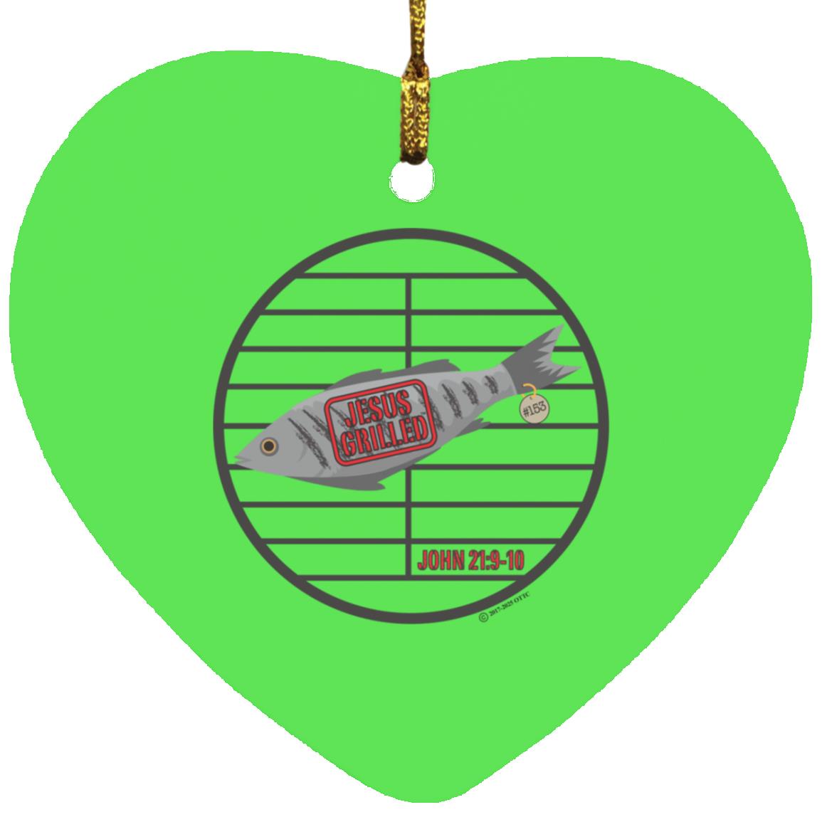 153 Fish - Heart Ornament - Jesus Surfed Apparel Co. 