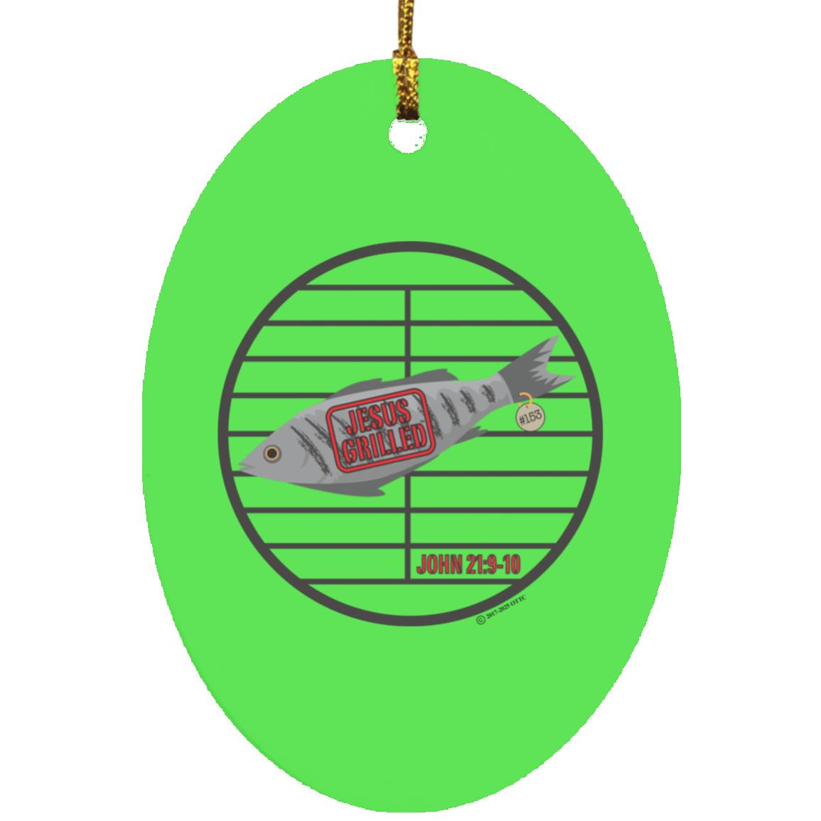 153 Fish - Oval Ornament - Jesus Surfed Apparel Co. 