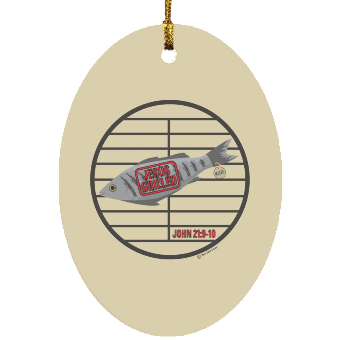 153 Fish - Oval Ornament - Jesus Surfed Apparel Co. 